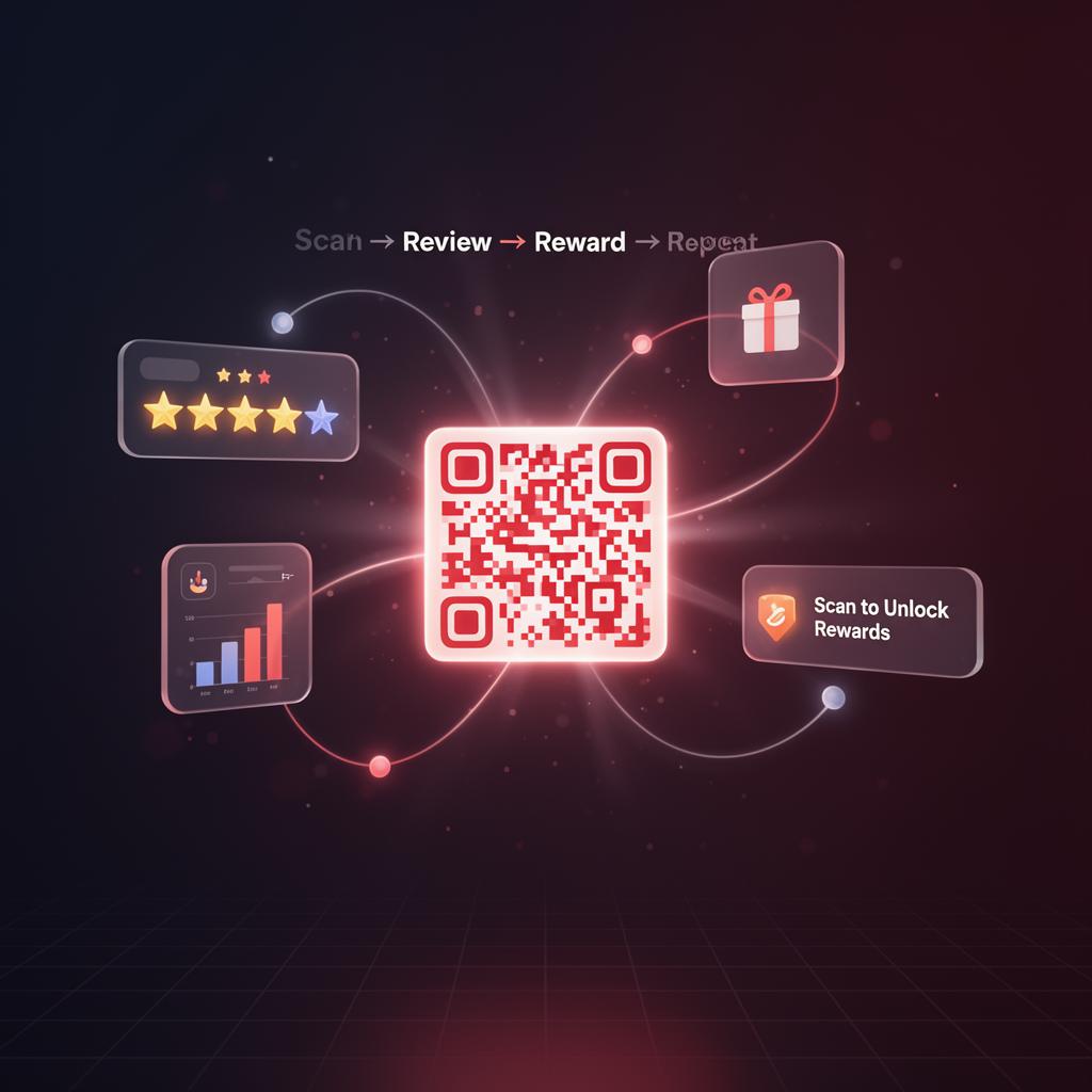 RewardCircle QR loyalty ecosystem — scan, review, reward, repeat